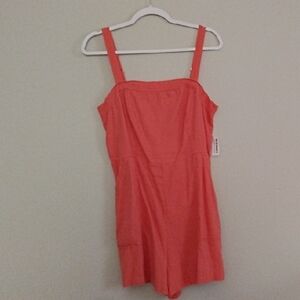 Old Navy Coral Medium Linen Romper NWT